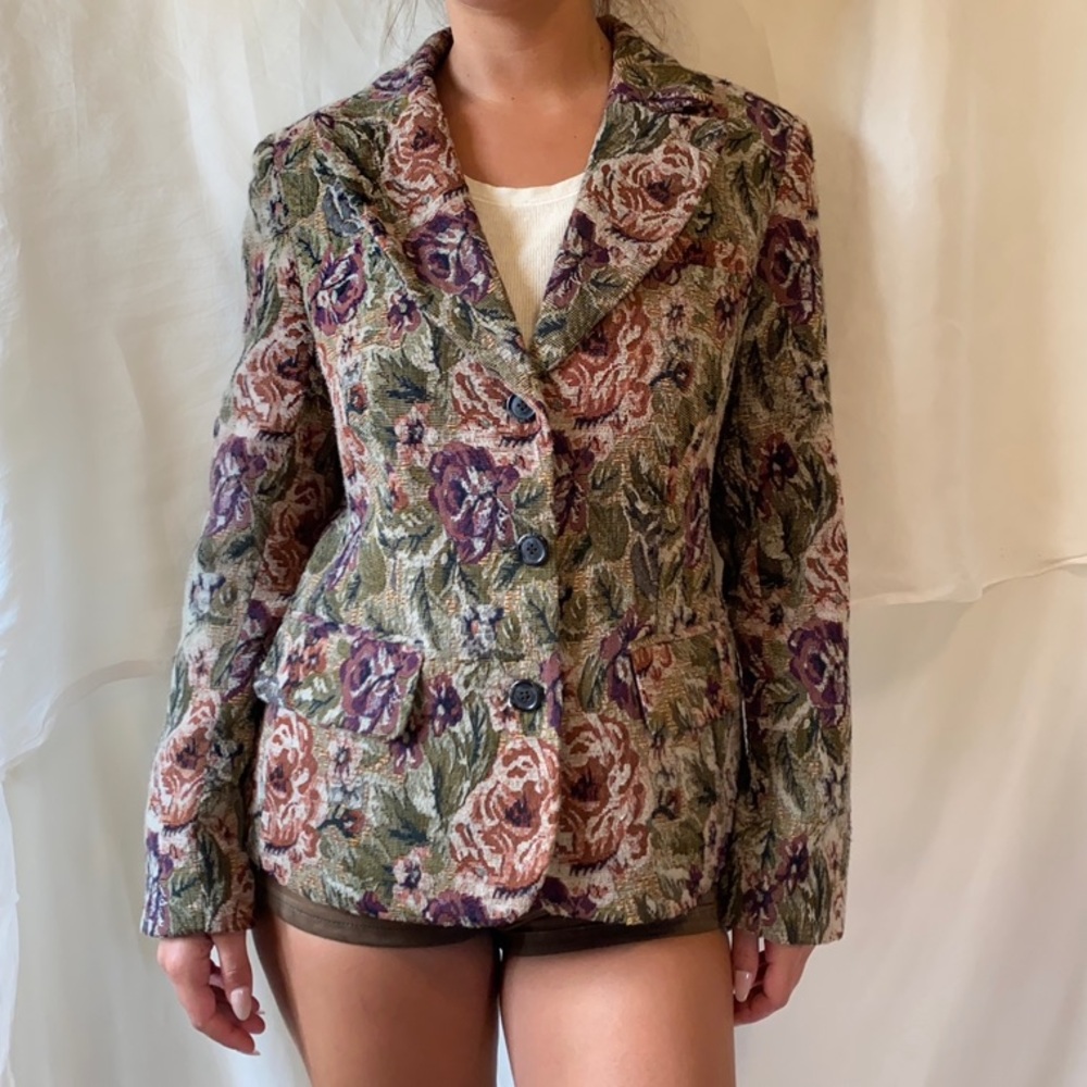 Tapestry Floral Print Blazer